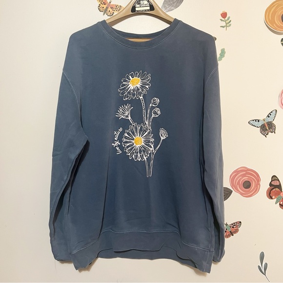 Independent Trading Company Tops - Daisy Graphic Women's Sweatshirt - Blue